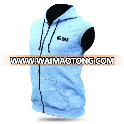 Lightweight Sleeveless Cotton Fleece Gym Hoodie